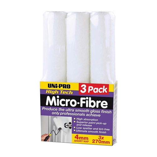 Uni-Pro Microfibre Roller Cover 4mm x 270mm 3 Pack 